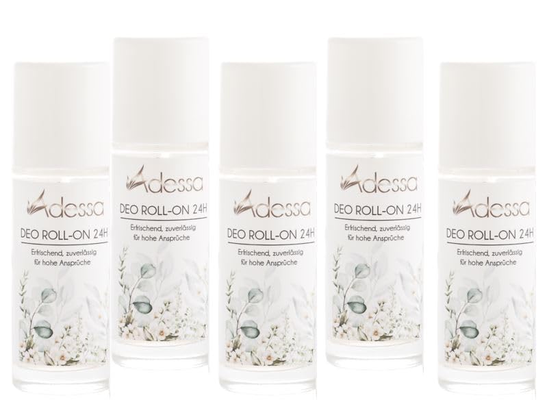 Adessa DEO Roll-on 24h Antitranspirante con aloe vera y pantenol, 250 ml, set de 5