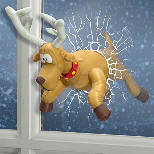 Celebright Décoration animée Renne de Noël - Amusant Festif comme Rudolph écrase à Travers Votre fenêtre et Donne des Coups de Pied aux Jambes essaie de bouger - s'adapte à n'importe Quelle fenêtre Cover