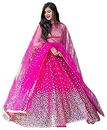 BRIDAL4FashionWomen's Net Semi-Stitched Lehenga Choli With Dupatta (All Factivel Special Lehenga_Light Green_Free Size)
