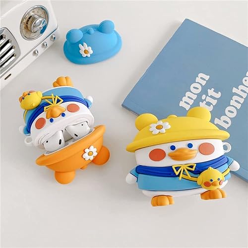 Miniatura 4 de LALAPOPO Funda para AirPods, diseño divertido y encantador de dibujos animados en forma de pato, fundas de moda para niños, niñas, niños y