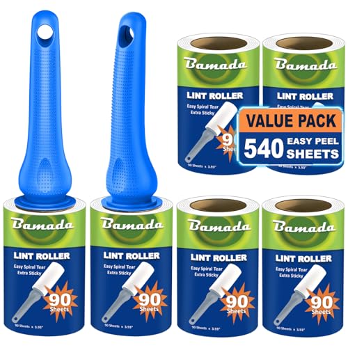 Brosse Anti Poils Animaux 540 Feuilles très adhésives - Extra Collant Rouleau adhesif Vetement, Brosse Adhesive Poils Animaux (Bleu)