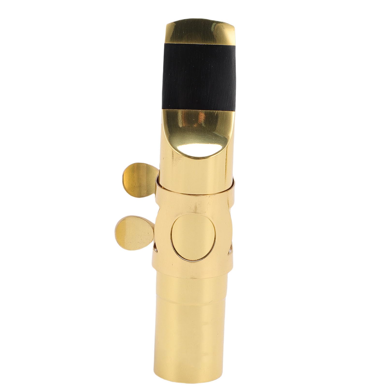 Bocchino per Sassofono Contralto, Bocchino per Sassofono Contralto in Ottone Placcato Oro con Apertura a 5 Punte con Cappuccio e Legature, Accessori per per Professionisti e Principianti del