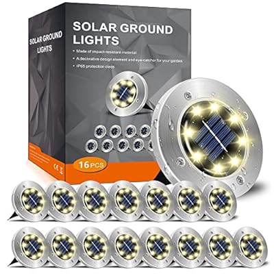 INCX Solar Lights Outdoor Waterproof,16 Pack Solor Ground Light for Outside, Solar Garden Lights Landscape Lighting for Patio Pathway Lawn Yard Deck Driveway Walkway, Warm White