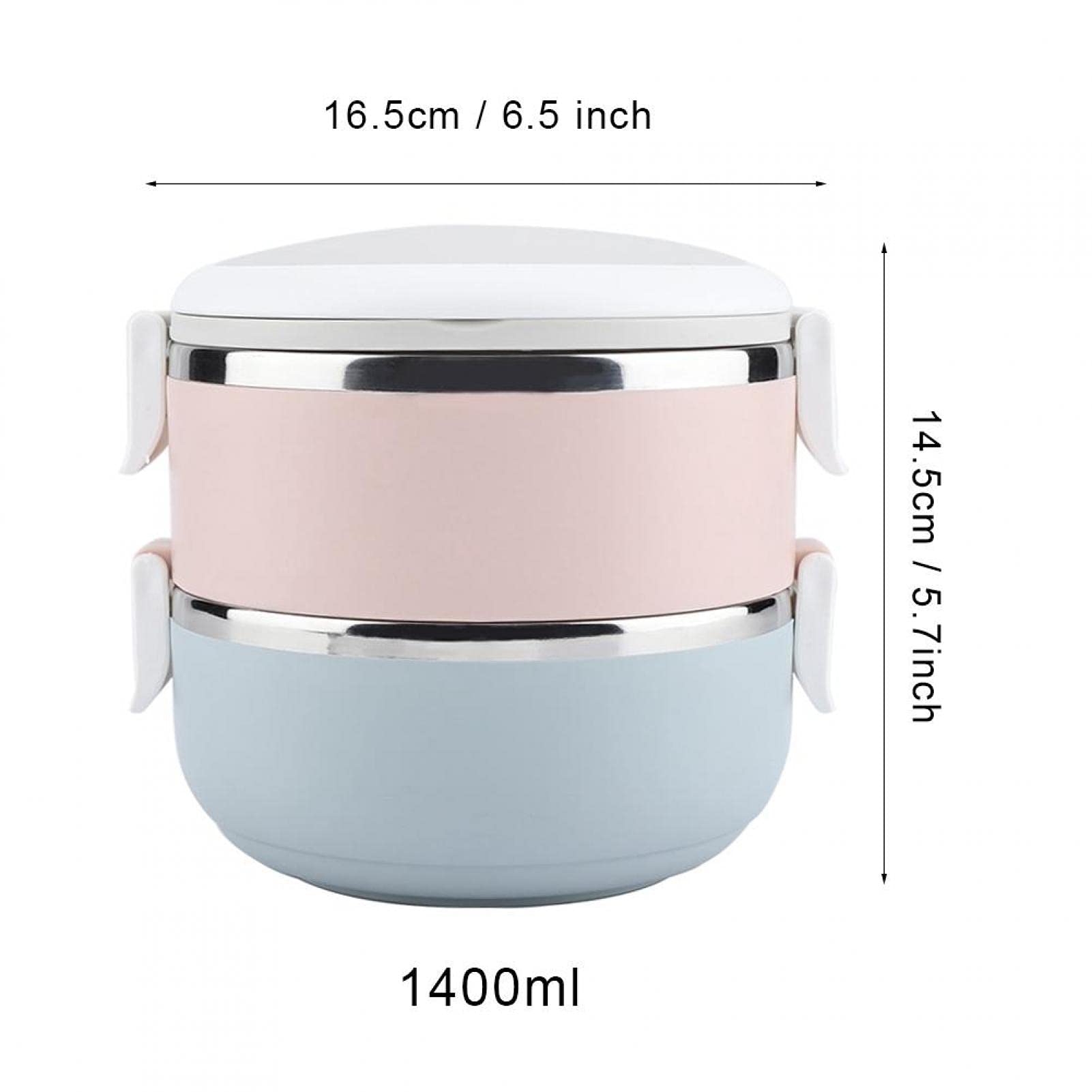 Boîte à déjeuner portable en acier inoxydable - 1400 ml au deuxième étage