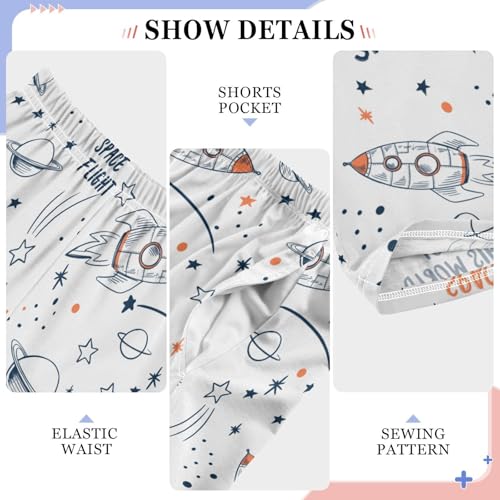 ZZXXB Space Flight Rocket Boys Long Pants Soft Trousers Elastic Waist Kids Lounge Bottoms with Pockets S-XL4