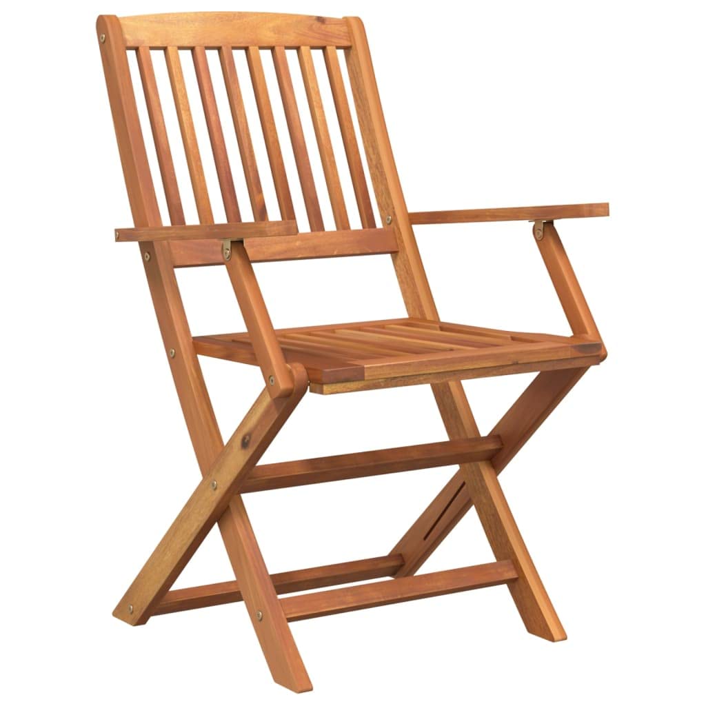 IKAYAA Mesa y 4 Sillas Plegables Madera Acacia Comedor Jardin Juego de Comedor Patio Terraza Balcón Set 5 Piezas Mesa de Jardín con 4 Sillas
