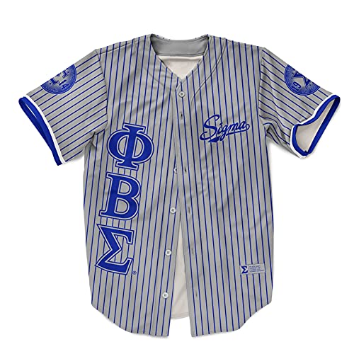 BBGreek Phi Beta Sigma Fraternity Paraphernalia - Official Vendor - Baseball Jersey - Pinstripes Greek Letters 4X-Large