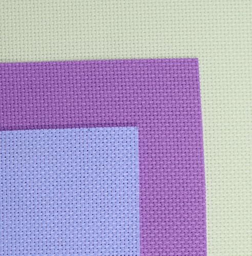 Image of KCS 3 pc of 15 inch x 18 inch(38cmx45cm) Counted Cross Stitch Cotton Aida Cloth Needlework Rolled Fabric Box,14CT,Light Green+Lavender+Light Blue