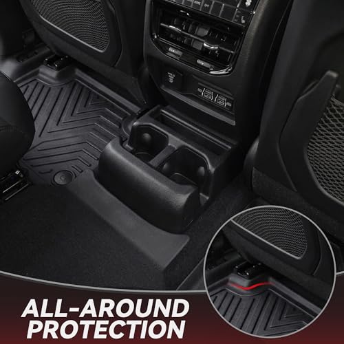 Image of YITAMOTOR Floor Mats for Jeep Grand Cherokee L 2026-2021 (ONLY 6-Seater) | 2nd Row Bucket Seat, All Weather Custom Fit TPE Rubber Car Floor Mats with Cargo Liner, Limited Automotive Accessories, Black