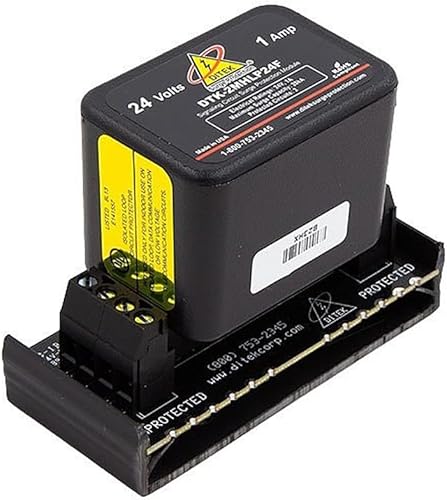 DITEK DTK-2MHLP24FWB - 2 pares, 24 V, protector de panel modular Alam y base con fusible de 1 A, listado UL497B