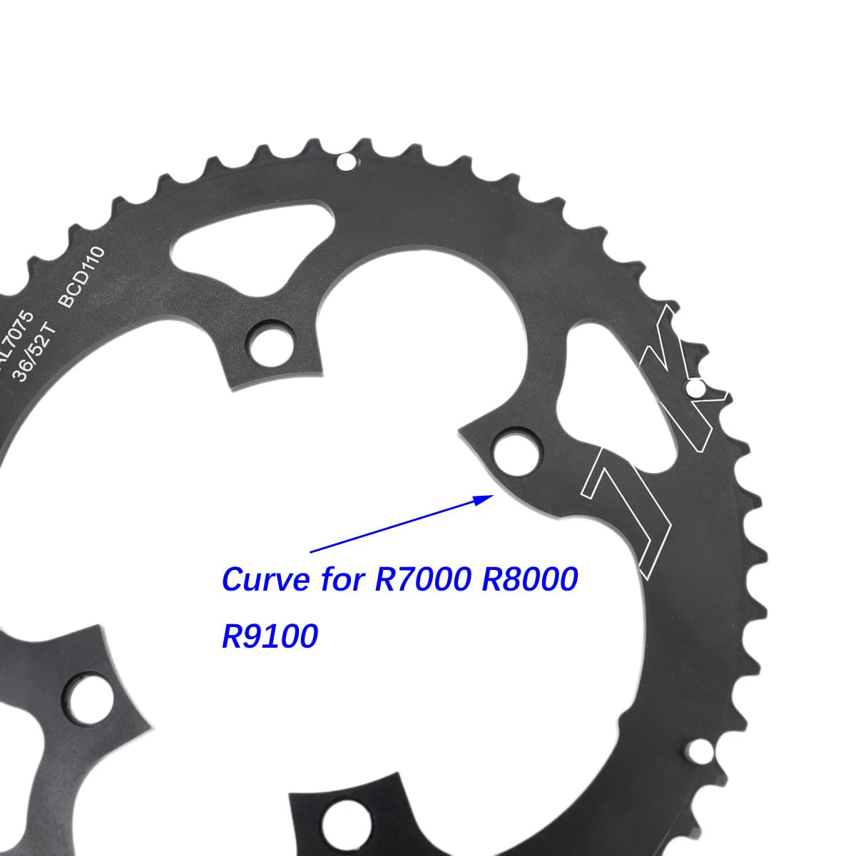 Platos para Bicicletas Plato de Bicicleta Carretera 110bcd 4 Pernos Ovalado Redondo 2X Plato Doble 52t 36t Unisex