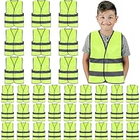 Zhanmai 40 Pcs Kids Safety Vest Bulk High Visibility Reflective Construction Vest with Strips Neon for Traffic Child Outdoor (Yellow)