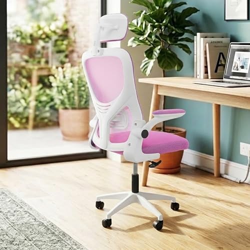 Image of Casa Copenhagen Pink White | High Back Imported Mesh Fabric Boss Office Chair | Y Design Ergonomic Back Support | 2D Aero Design Adjustable Armrests | Synchro Tilt Lock Mechanism