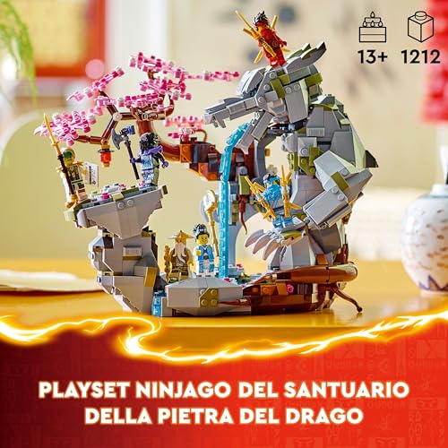NINJAGO Santuario della Pietra del Drago Giocattolo, Giochi per Bambini e Bambine da 13 Anni in su con 6 Minifigure, Modellino da Costruire con Armi Ninja e Campo di Addestramento 71819 - Lego - Immagine 1