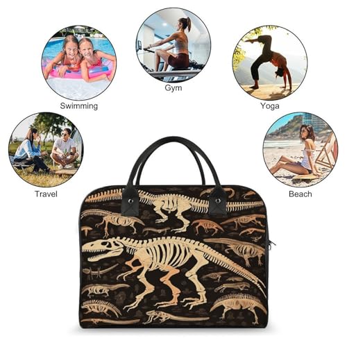 Bolso bandolera de nylon con estampado de esqueleto de dinosaurio miniatura 4