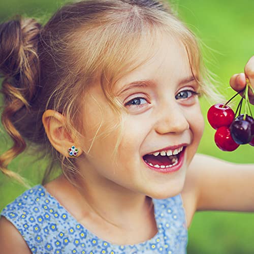 Cassieca 8 Pairs Hypoallergenic Screw Back Earrings For Girls Women 316L Stainless Steel Cz Pearl Heart Flower Turtle Butterfly Stud Earrings Jewelry Gift Women Girl #TOP2