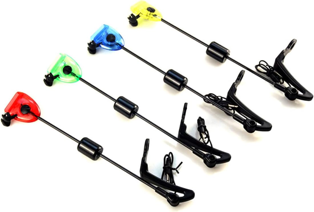 Bite Alarms Carp Fishing 4PCS LED Fishing Bite Alarm with a Carry Box Red Yellow Blue Green Fishing Swingers Bite Indicators Fishing Tackle Accessories 12.99 Inch.