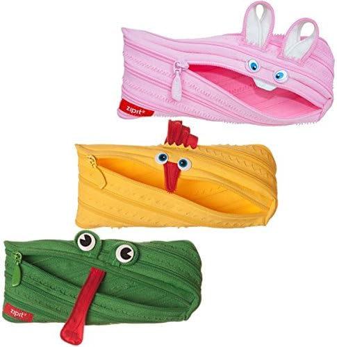 ZIPIT Animals Pencil Case, 3-Pack (Bunny, Chicken, Frog) 3-pack (Bunny, Chicken, Frog) Pencil Case