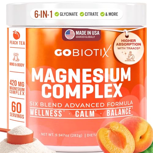 GOBIOTIX Magnesium Glycinate Powder – 6-Form Magnesium Complex: Malate, Citrate & More – Sleep...