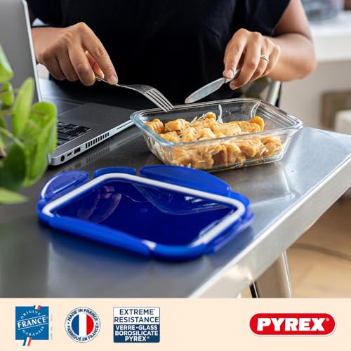 Pyrex® Cook & Go Set of 5 Rectangular Glass Storage Boxes with Airtight and Waterproof Lids – 20 x 15 cm – 0.8L – BPA Free