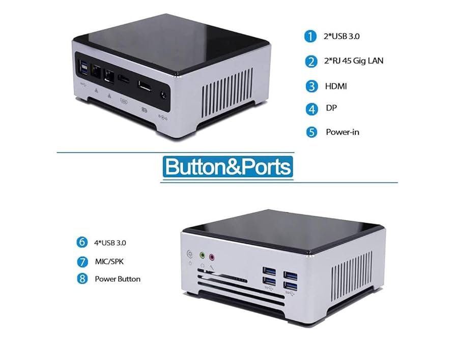 Mini PC Quatro Núcleos i7 1165G7 de 11ª Geração,Computador