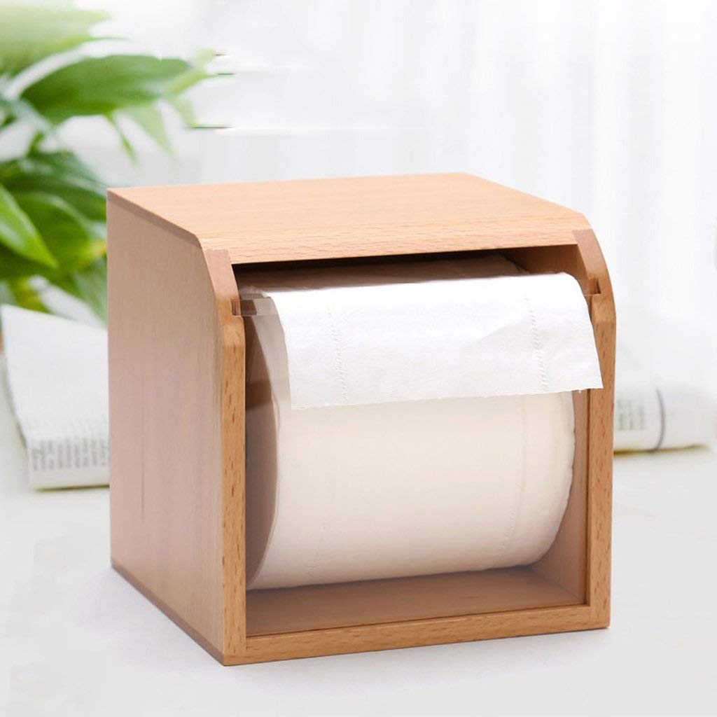 HLTYGWX Uchwyt na papier toaletowy-pudełko na ręczniki papierowe Drewniany uchwyt na rolkę papieru toaletowego, łazienkowy uchwyt na papier toaletowy