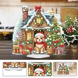 Starnearby DIY Diamond Painting Weihnachten Tisch Deko, 5D Diamant Painting Weihnachten Neu, Diamond Painting Winter Stehend Kunst Set für Anfänger Hausgeschenk Deko (Hundehütte)