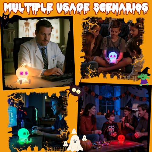 Image of Ammonite Skeleton Night Light, Silicone Skull Lamp, 8 Colors & 2-Level Adjustable Warm Light, Touch Control LED Bedside Lamp for Home, Summerween Party, Halloween Decor, Gift for Christmas Birthday