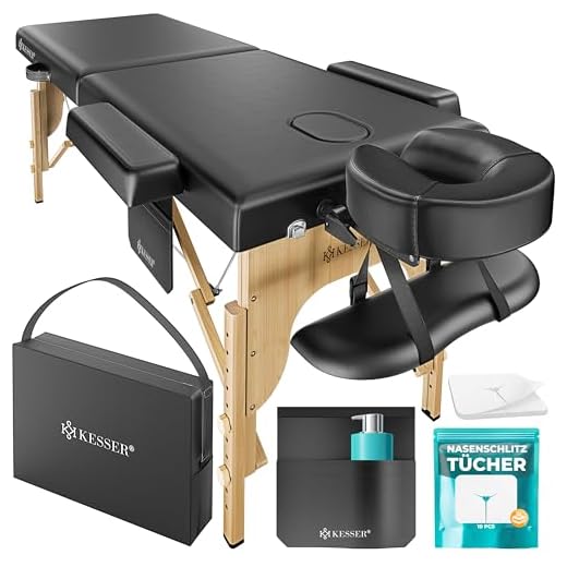 KESSER Camilla de masaje móvil con pies de madera, plegable y regulable en altura máx. 250 kg, cama de masaje de 2 zonas, mesa de masaje, mesa de masaje, tumbona ancha, reposacabezas y reposabrazos