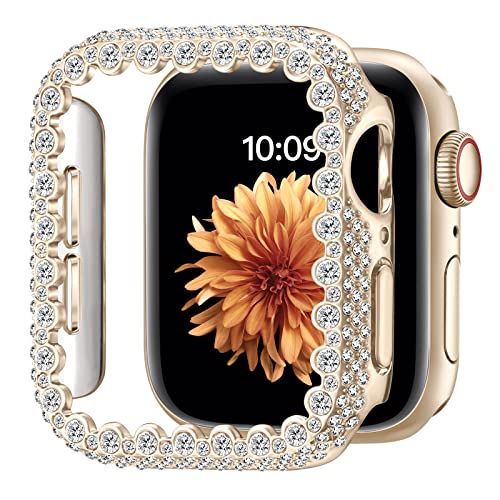 Bling Bumper Case Compatible with Apple Watch Series 6/5/4/SE 3/SE 2/SE 40mm, Diamond Protective Face Cover for Women,Hard PC Frame for iWatch 40mm