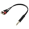 6.35mm to 2RCA Splitter Cable, 14 inch TRS Stereo Jack Male to 2 RCA Female Plug, Audio Adapter Splitter Converter Cord Black 25cm10inch