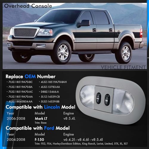 Consola Techo con Luz LED y Control Techo Solar para Ford F150 2004-2008 miniatura 2