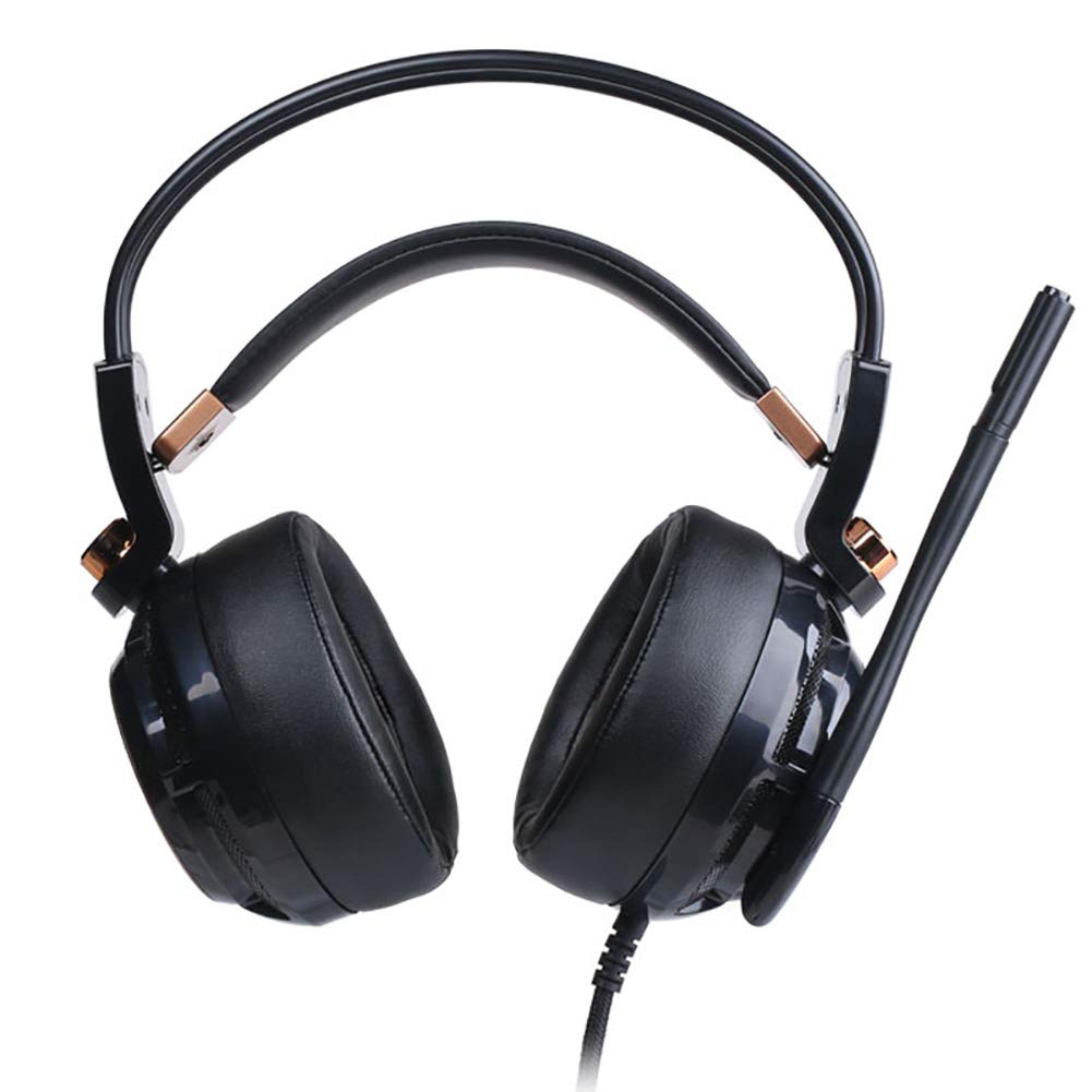 C- Cuffie da Gioco con eliminazione del Rumore per PS4, PC e Laptop, Audio Surround virtuale 7.1 Cuffie Auricolari USB Leggere con Microfono con Vibrazione, Controllo del Volume, LED