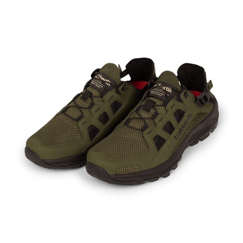 Trakker Techpro Scout Shoes Size 10 | Carp Fishing Lightweight Shoes | Collapsible Slip-On Heel for Warm Weather | Breathable and Quick Drying Mesh Upper | Reinforced Toe Cap | Grip Sole | Code 218313