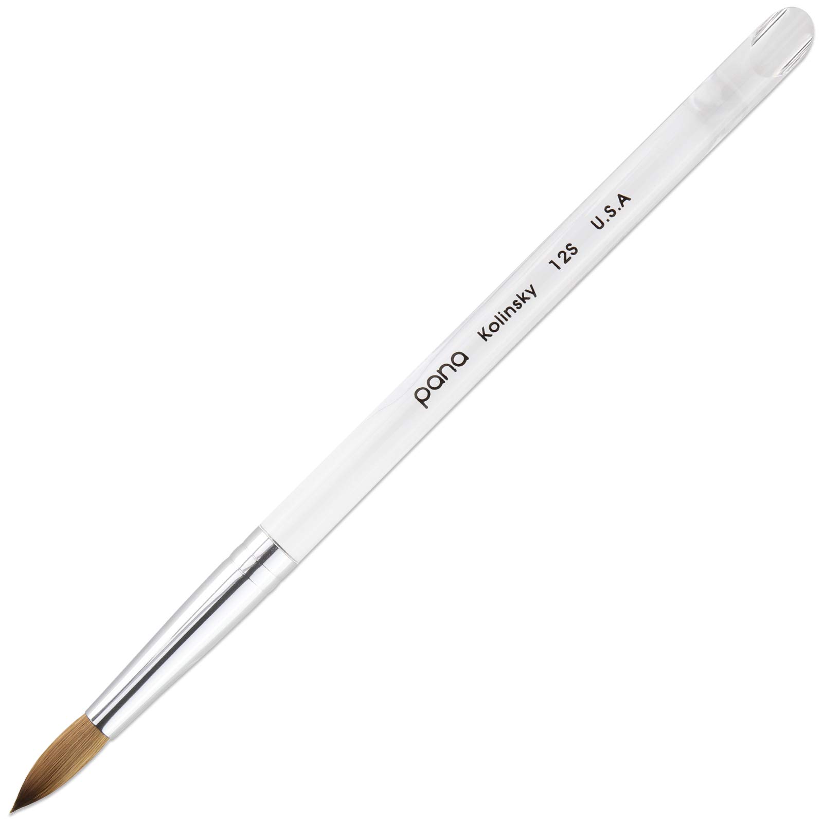 PANA Pure Kolinsky Hair Brush - Round Clear Handle (12mm) - Salon Grade for Acrylic and Natural Nails