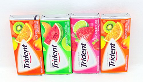Trident Fruit Variety 4 (14 Stick) Pack - Tropical Twist, Watermelon Twist & Island Berry Lime BUNDLED!
