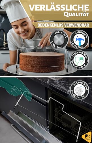 Menz Tortenschneider - Tortenbodenschneider 32 cm, Edelstahl Kuchenschneider höhenverstellbar… – Ansicht 5