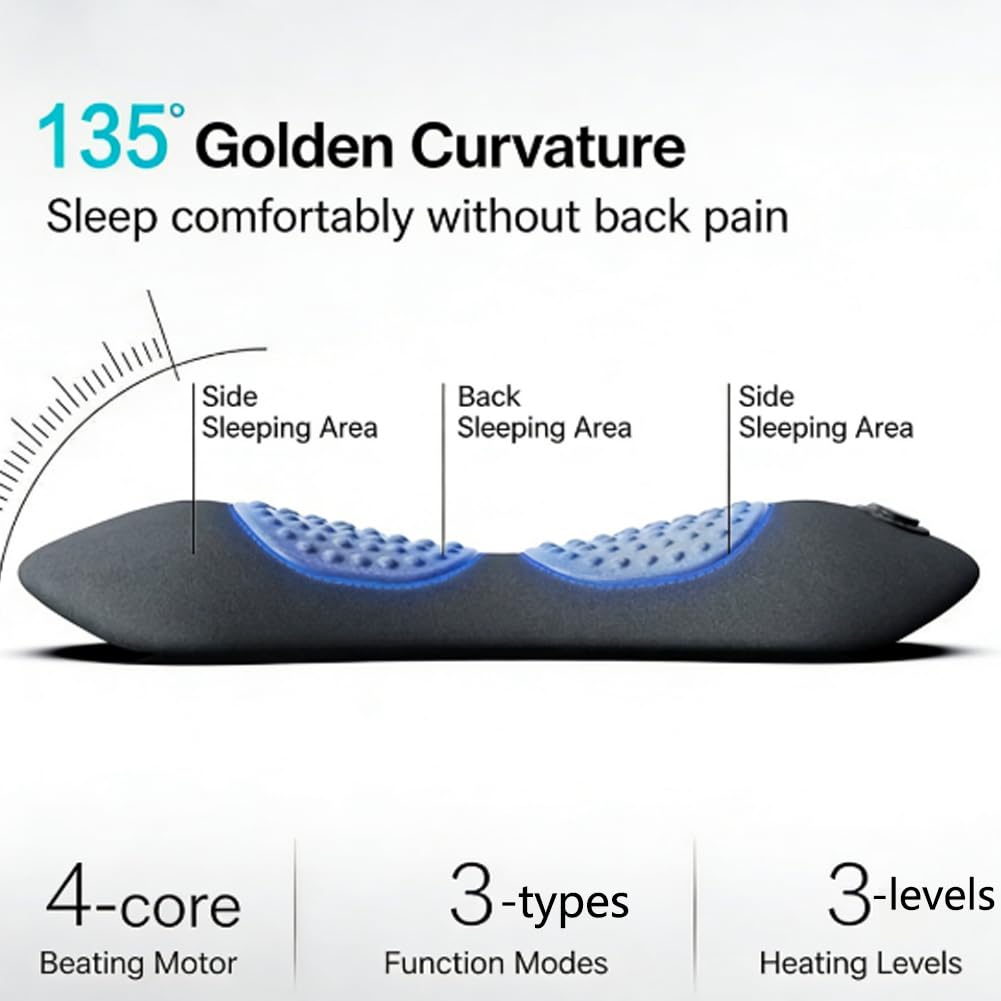 Terapia della schiena 3 in 1 aggiornata 2026, massaggiatore per la schiena 3 in 1, massaggiatore elettrico per sciatica a 135° con sollevamento della trazione, vibrazione e calore, memory foam lombare