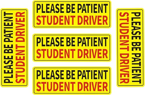 Image of Magnetic Student Driver Stickers Magnetic Reflective Rookie Driver Bumper Sticker 5 pcs