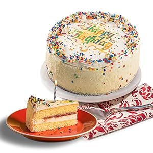David’s Cookies Vanilla Birthday Cake 7″- Premium Fresh Ingredients – Surprise Your Friend and Family With Our Vanilla and Raspberry Flavor Birthday Cake Dessert