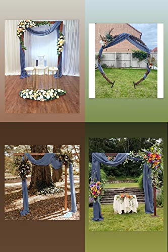 Image of Socomi Wedding Arch Draping Fabric 1 Panel 29 inch x 19Ft Dusty Blue Sheer Chiffon Curtain Drapes 6 Yards for Wedding Ceremony Birthday Party Decoration
