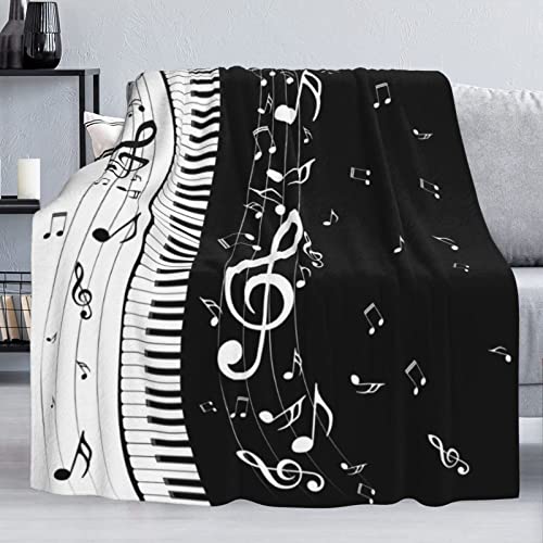 Delerain Piano Keys Music Note Soft Throw Blanket 40"X50" Lightweight Flannel Fleece Blanket For Couch Bed Sofa Travelling Camping For Kids Adults #TOP2