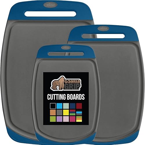 Miniatura 142 de Gorilla Grip - Tabla de cortar extragrande, mango de fácil agarre, surcos para jugos, antideslizante y gruesa. Apta para lavavajillas, no porosa