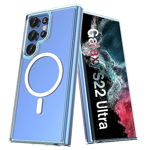ANNGELAS Magnetic Phone Case Compatible with Samsung Galaxy S22 Ultra Shockproof Clear Cell Phone Case Works with Wireless Charging MagSafe Card Wallet Sleek Protective Case Mag Safe Case
