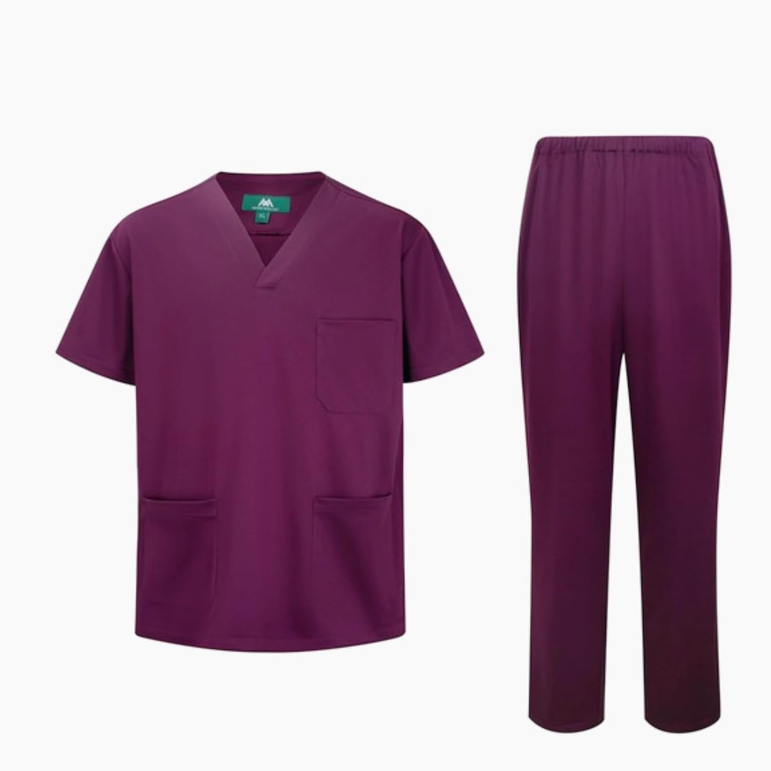 Soft Knit Stretch Scrubs Set for Men&Women Medical Uniform Top and Pant-Static free V-Neck 5/7 pockets