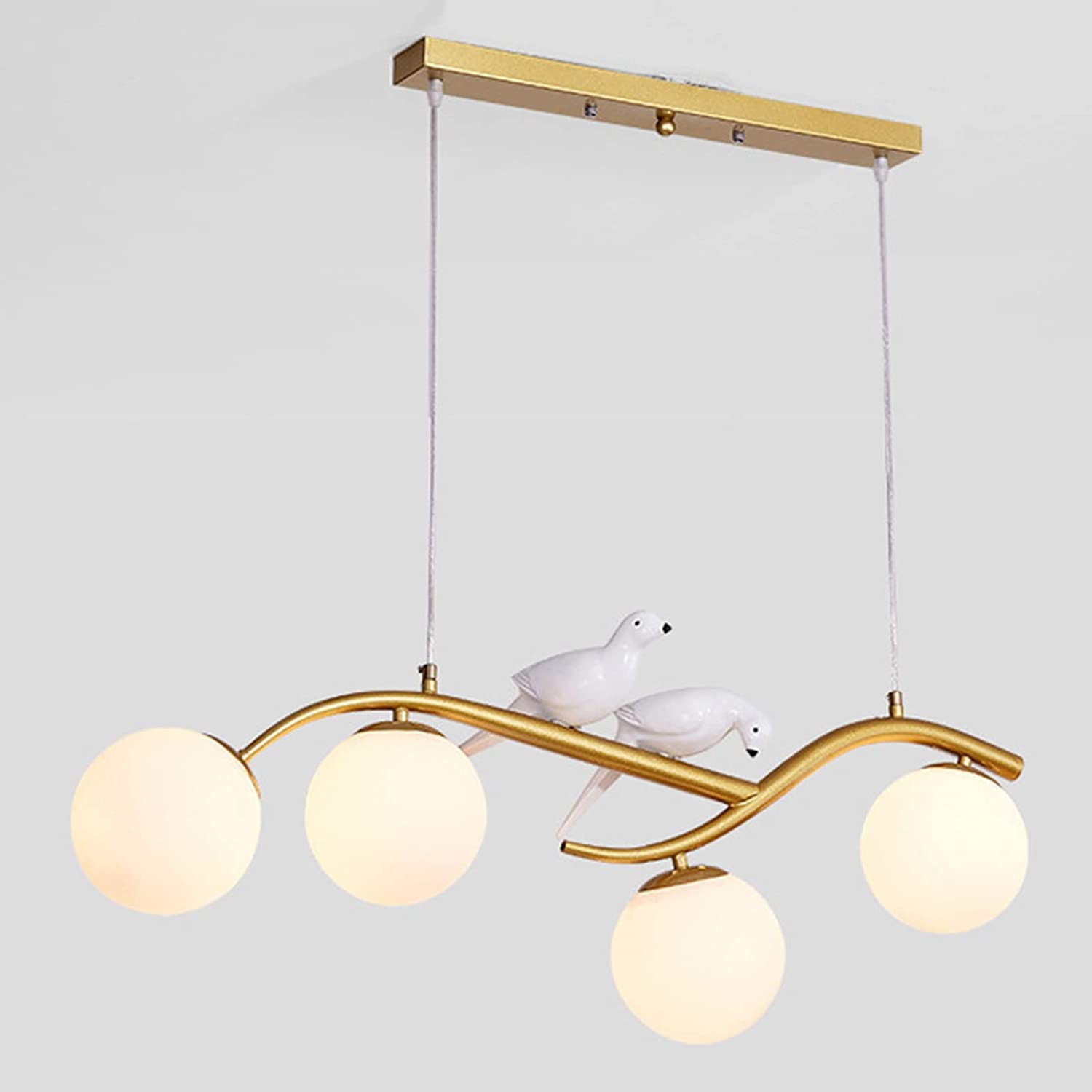 BIOLCA 4-Light Sputnik Chandelier, Brushed Brass Pendant Lighting, Bird Linear Hanging Pendant Lighting for Kitchen Island Living Dining Room,EE
