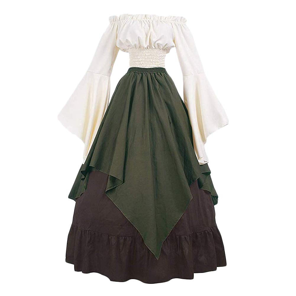 Disfraz Traje Medieval Manga Larga para Mujer Princesa Reina Dama Cosplay Criada