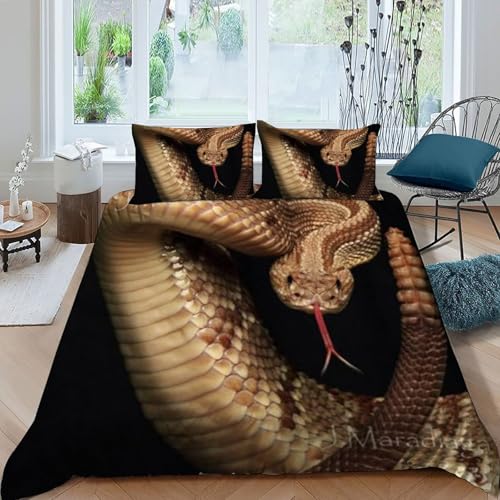 Housse de couette animaux serpent microfibre facile à laver sans repassage pour lit double