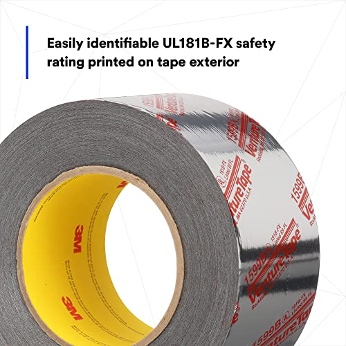 Image of Venture Tape 3M UL181B-FX Polypropylene Duct Tape 1599B, Silver Color, UL Printed, Cold Weather Adhesion, Acrylic Adhesive, Sealing, 2.83 in x 120 yd, 3 mil