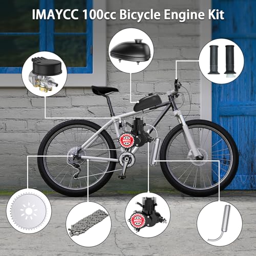 image for IMAYCC Bike Motor Kit 100cc Motorized Bike Kit 2 Stroke Gas Bicycle En